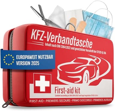 HELDENWERK Kit Pronto Soccorso Auto 2023 Conforme all'UE I Cassetta Pronto Soccorso Auto - Certificato DIN 13164 I Kit Medico Primo Conforme a StVO