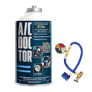 AC DOCTOR Kit 1 Bombola Gas Refrigerante Organico ecologico sostituto R134a per ricarica aria condizionata auto 1995-2016 + Tubo con manometro