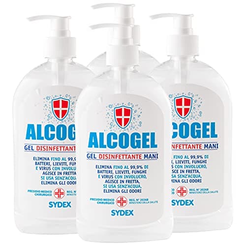 Gel Disinfettante Mani Professionale Igienizzante Antibatterico - Presidio Medico Chirurgico Elimina Odori Fino al 99,9% di Germi Funghi Batteri e Virus (4x 500ml)