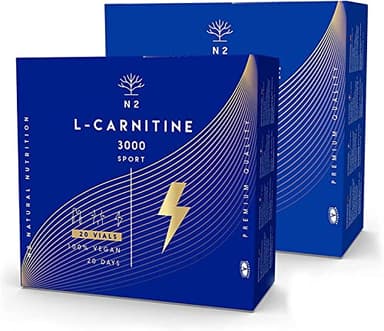 L CARNITINA 3000 Liquida Puro | 40 Fiali | Potente Integratore Brucia Grassi Natural | Facile Apertura | Integratori PreWorkout | 3000mg. Certificato VEGANO | Gusto Migliorato | N2 Natural Nutrition