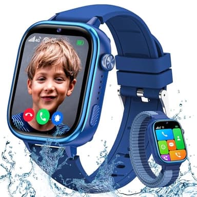 TotsyFun 4G Smartwatch Bambini, IP68 Impermeabile Smartwatch con GPS, SOS, Telefono, HD Videochiamata, Chat Vocale, Modalità Lezione, Sveglia, Sonno, Orologio Bambini per Ragazze e Ragazzi, Blu