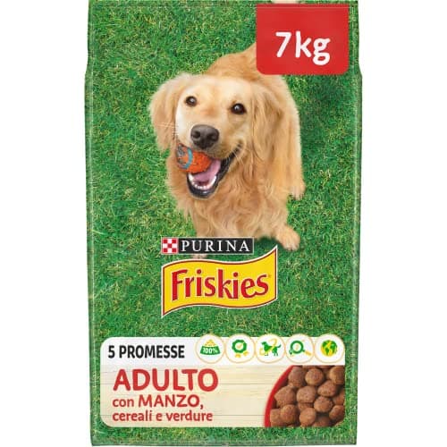 PURINA FRISKIES Crocchette per Cani Adulti con Manzo, Cereali e Verdure Sacco da 7kg
