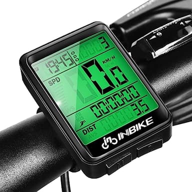 Contachilometri Senza fili Impermeabile, Computer da Bici Ciclocomputer bicicletta con LCD Display Retroilluminato digitale Tachimetro Bianco Verde
