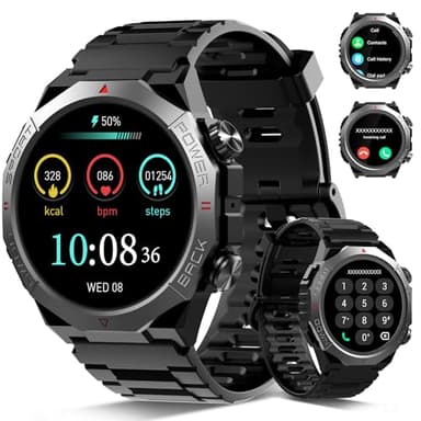 Smartwatch Uomo Militare con Chiamate Bluetooth, 1.39" HD Orologio Smart watch con 110+ Modalità Sportive, IP68 Impermeabile Tracker Attività con Sonno/Cardiofrequenzimetro per Android iOS, Nero