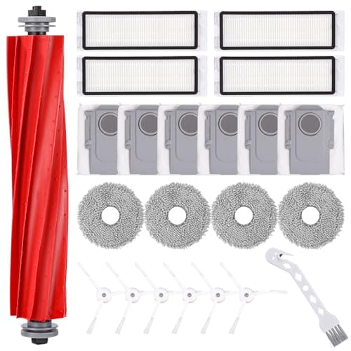Kit di Accessori Ricambi per Roborock Q Revo PRO/Q Revo S/Q Revo MaxV,1 Spazzola Principale, 4 Filtri, 6 Sacchetti di Polvere, 4 Panni, 6 Spazzole Laterali, 1 Spazzola Piccola