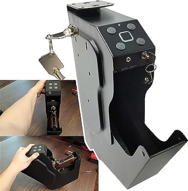 Casseforti intelligenti for armi (impronte digitali/serratura a chiave/codice digitale), cassetta di sicurezza for pistole, sotto il tavolo/scatola portaoggetti portapistole, cassaforte con serratura