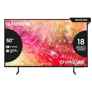 Samsung TV UE50DU7190UXZT LED 4K, Smart TV 50" Crystal Processor 4K, Slim Look, DVBT-2, Q-Symphony & OTS Lite, Integrato con Bixby, compatibile con Alexa e Google Assistant, Black 2024