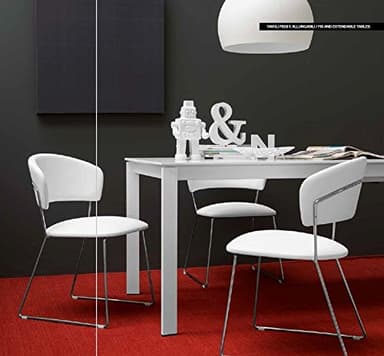 Calligaris Connubia by Tavolo Eminence M 110 - Piano/Allunga: P94 lam. Bianco Ottico Opaco - Finitura: P16 mt. Grigio Opaco