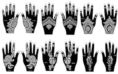 12 fogli per tatuaggi di henné tatuaggio modello per pittura a mano e corpo Maaisa