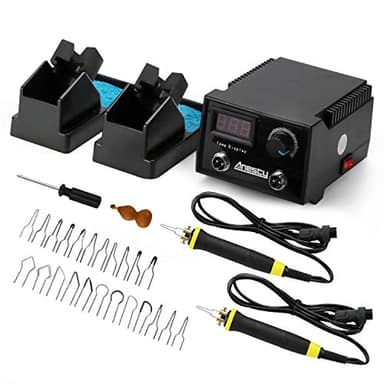 Kit Pirografia Pirografo Legno, Macchina per Pirografia Professionale con Doppia Penne & 23 Pezzi Punte per Legno, Cuoio e Sughero (100W, Regolazione Temperatura100℃ - 780 ℃)