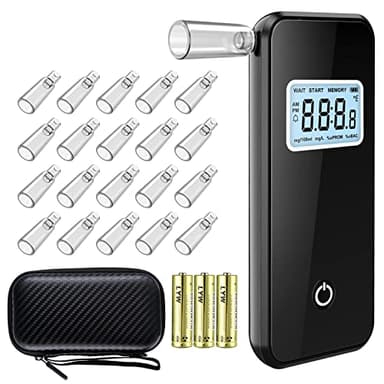 Mayybei Etilometro, Portatile Test dell'alcool Digitale Professionale, Alcool Test con Precisione Sensore Semiconduttore, LCD Display e 20 Boccagli