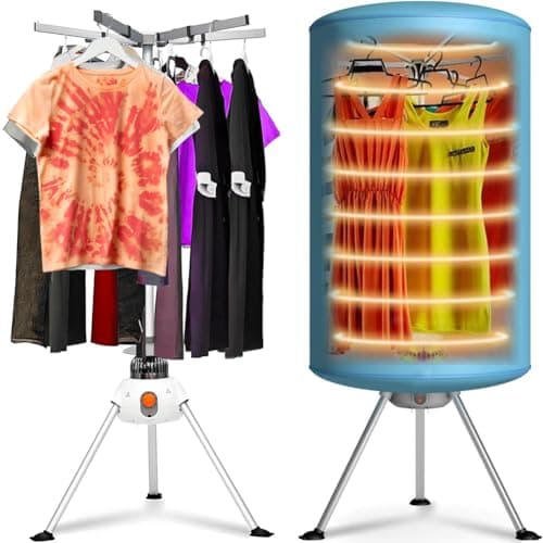 Bakaji Asciugabiancheria Elettrico a Pallone Asciugatrice Stendino Asciuga Biancheria ad Aria Calda Potenza 900 W con Timer 180 min e Doppia Ventilazione Dimensione 150 x 65 cm