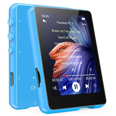 MECHEN 32GB Lettore MP3 con Bluetooth 5.3, 2,4" Schermo Tattile MP3 Lettore USB C Portatile Radio FM Registratore Vocale E-book Altoparlante Incorporato, Custodia in Silicone Inclusa