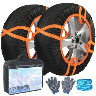 Calze da Neve per Pneumatici- Omologate Italia EN 16662-1 2020 2 Catene da Neve in Tessuto per AutoCatene da Neve in Tessuto,Fits SUVs, Most Subaru Models, Minivans, Pickups & Sedans (Set of 2) -6007