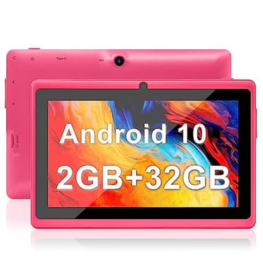 Haehne Tablet 7 Pollici Android 10 Tablet PC, Quad-Core, RAM 2 GB, Memoria 32 GB, 1024 * 600 HD IPS, Batteria 2500mAh, Doppia Fotocamera/WiFi/Bluetooth, Rosa