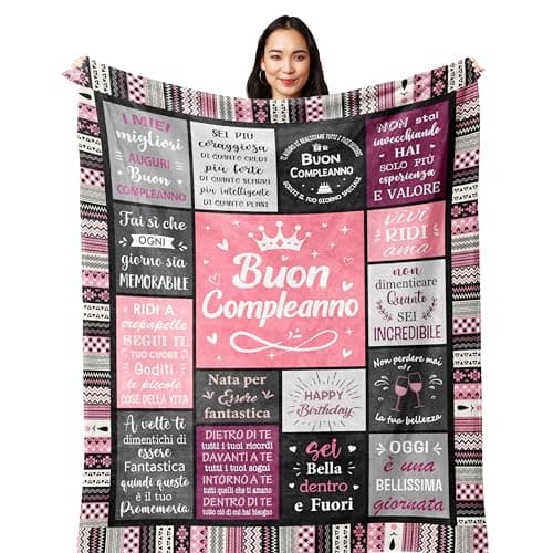 Yesbird Regalo Donna Compleanno, Regalo Migliore Amica Compleanno, Happy Birthday, Regalo di Compleanno Mamma/Figlia/Sorella/Ragazza/Moglie/Nonna, Idee Regalo Donna Compleanno Utile Coperta 130X150CM
