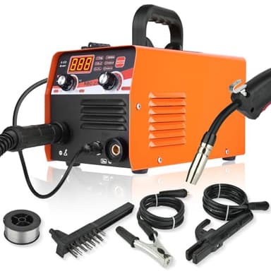 Saldatrice MIG, Saldatrice a filo continuo tig 220V, Saldatura ad elettrodo MMA 120 A con inverter IGBT Portatile e 1 kg di filo animato, 3 in 1 Saldatrice per principianti e saldatori professionisti