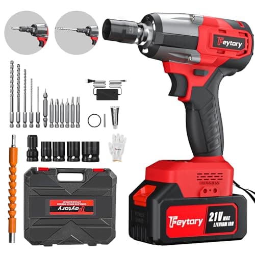 21V Avvitatore a Impulsi Brushless,Chiave Elettrica 3 in 1,3400 RPM, coppia massima di 550 N.M ,con 4 bussole, 12 punte per cacciavite, batterie da 3Ah, per il settore automobilistico e per la casa