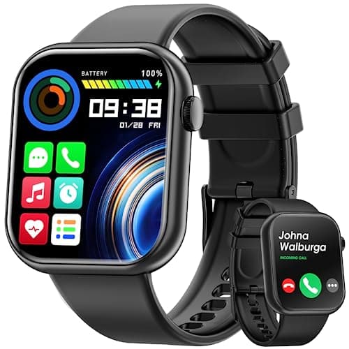 Smartwatch Uomo Donna, 1,85'' Schermo Orologio Smartwatch con Chiamata Bluetooth e Risposta Vivavoce, Smart Watch con Contapassi, Cardiofrequenzimetro da Polso, Orologio Fitness per Android iOS