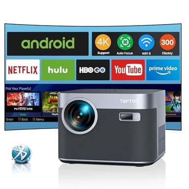 【Android TV & Auto Focus/Keystone】Proiettore 4K Supporta,700ANSI,Videoproiettore 1080P Nativo Full HD TOPTRO Proiettore Home Cinema Zoom 50% WiFi6 per Telefono/TV Stick/PS5 HDMI AV USB