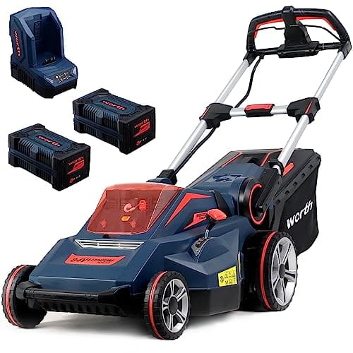 JonesHouseDeco Tosaerba Elettrico a Batteria da 84 V agli ioni di litio, 2 Batterie da 2,5 Ah, 1 Caricabatterie, larghezza di taglio 48,5 cm, altezza di taglio a 6 livelli da 30 a 90 mm