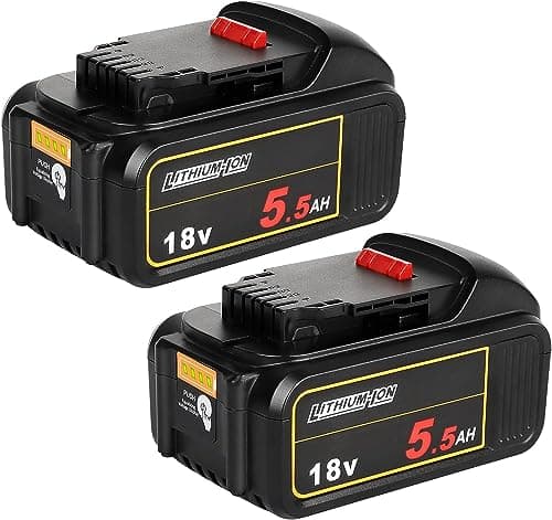 Powarobor DCB184 - Batteria di ricambio agli ioni di litio, 18 V, 5,5 Ah, compatibile con batterie Dewalt da 18 Volt con indicatore di livello di carica LED, 2 pezzi