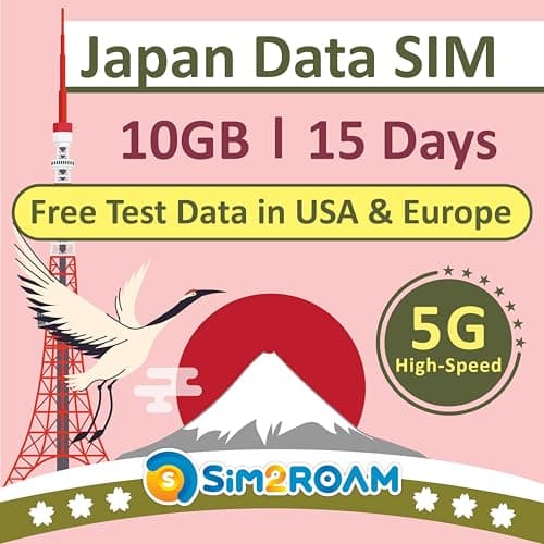 Carta SIM SOLO dati per il Giappone 15 giorni | 10 GB di dati Internet 5G/4G LTE | Dati di test GRATUITI 100 MB/1 giorno in Europa |Carta SIM da viaggio |Carta SIM prepagata |NESSUN numero di telefono