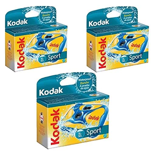 Kodak Fotocamera monouso subacquea sportiva monouso con pellicola a 800 velocità a 27 esposizioni (confezione da 3)