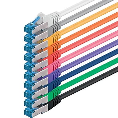 1aTTack.de 0,5m - 10 colori 10 pezzi - Rete Cavi Cat6a | S-FTP | CAT 6a | doppia schermatura - certificato GHMT | PIMF | 500MHz | 10000 Mbit/s