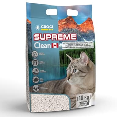 Croci Lettiera Supreme Clean 10 Kg - Lettiera Gatti super agglomerante e assorbente, Bentonine Canadese pura, 100% naturale, Sabbia minerale Antiodore di lunga durata