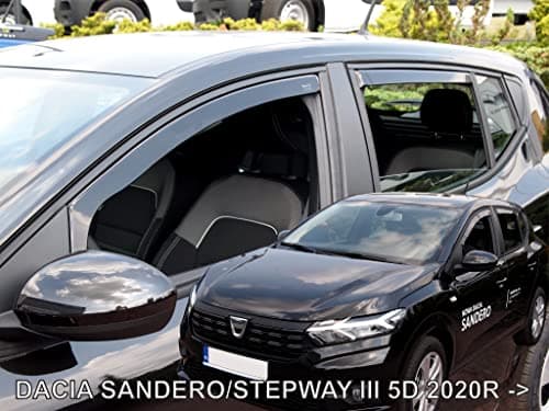 J&J Automotive | Deflettori D'Aria Antiturbo Per Sandero/Stepway dal 2021, Set di 4 Pz, Nero, Antivento, Antipioggia, Fume' Oscurati