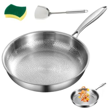 Vgpbphj Padella Pro in titanio martellato con coperchio, padella Nutri in titanio antiaderente ultra resistente ai graffi, padella Nutri multifunzionale per cucinare (26 cm scoperto)