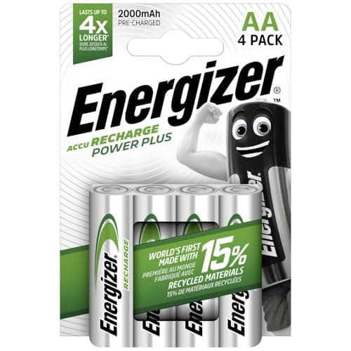 Energizer Set Pile Ricaricabili, Argento, Recharge Power Plus AA (4er Pack)