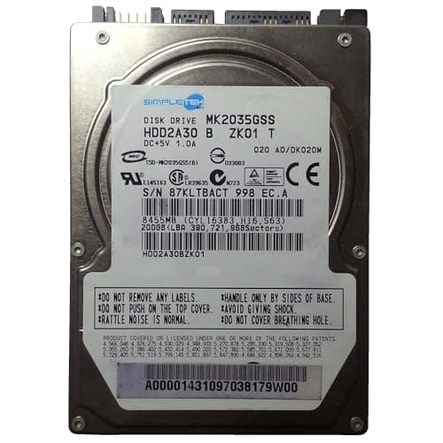 SIMPLETEK - Hard Disk HDD MK2035GSS 200 GB SATA 2.5" PC Desktop Notebook Laptop (Ricondizionato)
