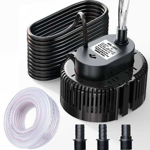 Pompa Sommergibile Acque Scure,Pompa Svuota Piscina,Irrigazione Giardini Lnicez (75 W, Ø19 mm, 3.000 l/h, 5 m con tubo di scarico e cavo di alimentazione extra lungo 7,5 m(Nero)