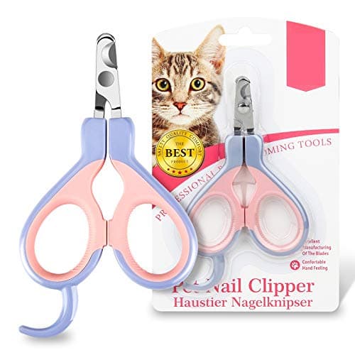 EooCoo Taglio artigli per gatti, tagliaunghie professionali per cuccioli e piccoli animali, forbici in acciaio inox, design radiano a 25 gradi