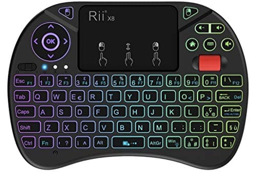 Rii Mini X8 Wireless - Tastiera Retroilluminata Con Layout Italiano, Mouse Touchpad e Rotellina di Scorrimento per Smart TV, TV Box, PC, Computer, Console