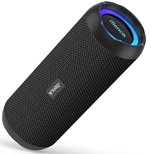 RIENOK Cassa Bluetooth Portatile Potente IPX7 Impermeabile Altoparlante Bluetooth, Bassi Potenti, Bluetooth 5.3, Luce LED, Supporto AUX e Micro SD
