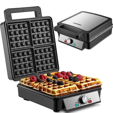 Set di 4 piastre per waffle XXL | 1200 Watt | Macchina per waffle | Paninigrill | Tostapane | Waffle Maker | Barbecue elettrico | XXL | Waffle Iron | Waffle Macher