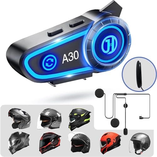 DSTELIN Casco Moto Auricolare, IPX7 Impermeabile Casco Moto Cuffie Bluetooth 5.3 con Riduzione del Rumore FM per comunicazione in motoCVC-Nero