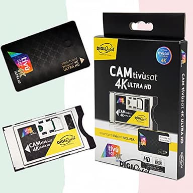 TiVuSat DIGIQuest - Scheda UHD nera 4K UHD e EasyMouse 4K Ultra HD SmartCam di DIGIQuest - Modulo UHD CI+ nero incluso, TiVuSat 4K UHD, canali Italiani HD/4K via satellite Eutelsat HotBird 13,0° est