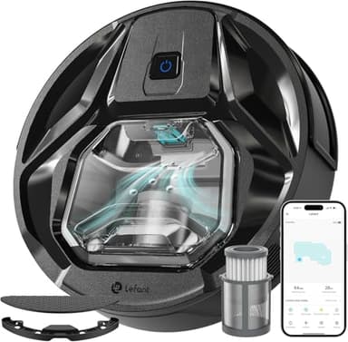 LEFANT M320 Robot Aspirapolvere,Pattumiera Visiva da 800 ML, 6000 Pa Potente Aspirazione,210 minuti,Pressurizzazione Tappeti,Antigroviglio,Adatto Per Peli di Animali Domestici e Pavimenti Duri, Nero
