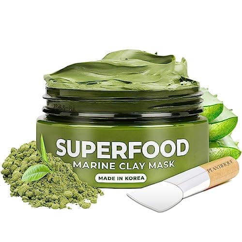 PLANTIFIQUE Maschera Viso Purificante e Idratante 100% Vegana | Argilla Verde e Superfoods Skincare Coreana | Scrub Viso Donna i Uomo Punti Neri e Pori Dilatati | 100 ml