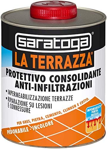 Sforza Saratoga La Terrazza Protettivo consolidante anti-infiltrazioni (LT. 2,5) - Sigillante trasparente per terrazze e balconi in cemento, pietra, gres, cotto e porfido