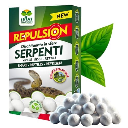 Albagarden - Repellente Serpenti - Barriera Disabituante Naturale per Rettili - Dissuasore Naturale in Sfere di Cellulosa per Allontanare Gechi Vipere Bisce - Senza Veleno E Ultrasuoni x 100 gr