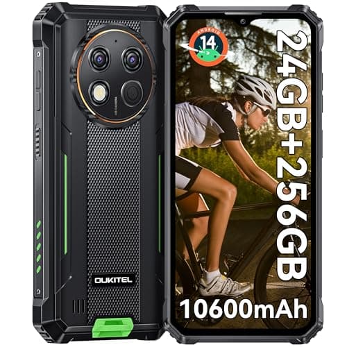 OUKITEL G1 Rugged Smartphone Android 14-2024 24GB+256GB/1TB 10600mAh Telefono Indistruttibile, 6.52" HD+ Display Octa-Core 48MP Camera IP68/IP69K Cellulare Robusto, 4G Dual SIM/NFC/OTG/Face ID/GPS