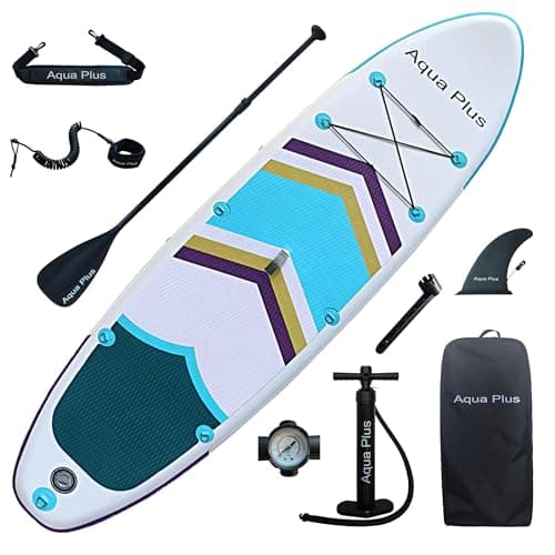 Aqua Plus 15cm Spessore SUP Gonfiabile per Tutti i Livelli di abilità Tavola da Paddle in Piedi, pagaia, Pompa, ISUP Zaino da Viaggio, guinzaglio, Tracolla