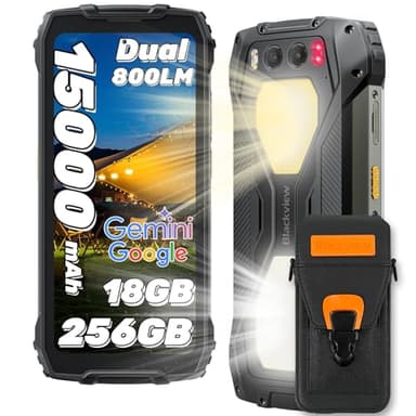 Blackview BV7300 Android 14 Rugged Smartphone, 800LM Luce Campeggio 15000mAh/45W, 18GB+256GB/2TB Telefono Indistruttibile, 6.67"HD+ 700 nit, 50MP+20MP Visione Notturna, Fingerprint/Dual SIM 4G/NFC/GPS