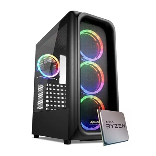 EMCA4 Computer Gaming PC Assemblato Fisso Ryzen 5 4500 - RTX 3050 8GB - M.2 512GB nvme - Ram 16GB DDR4 3200Mhz - ARGB - Windows 11