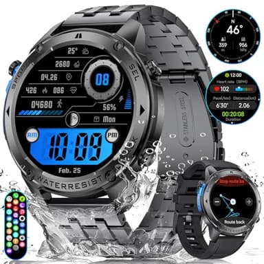 ESFOE Militare Smartwatch Uomo con GPS,Impermeabile 5ATM&IP69K,1,43" AMOLED Orologio Smartwatch Uomo con Chiamate Bluetooth,Durata 45 Giorni,Bussola,Pressione,170 Modalità Fitness Tracker Android iOS